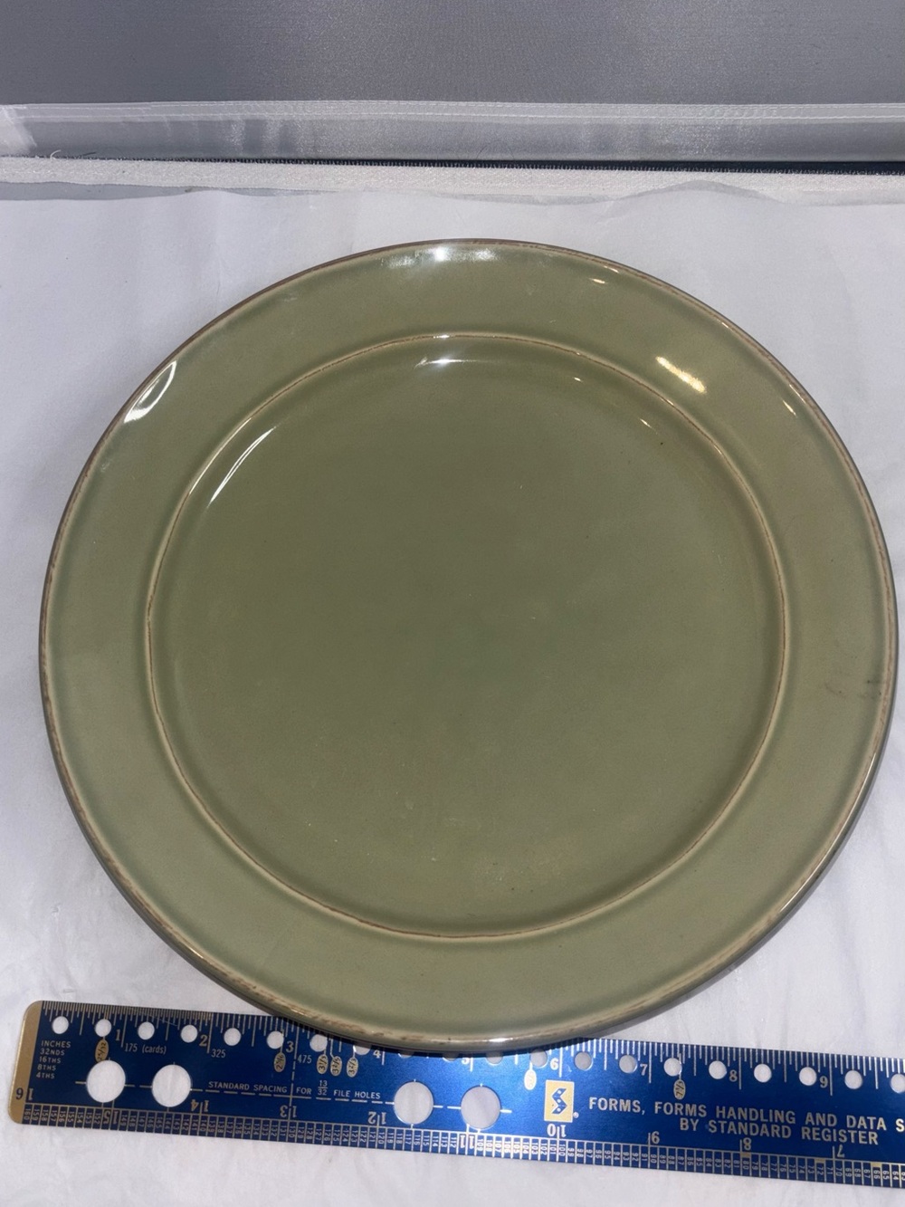 3 New Pottery, barn Green Ceramic Plates